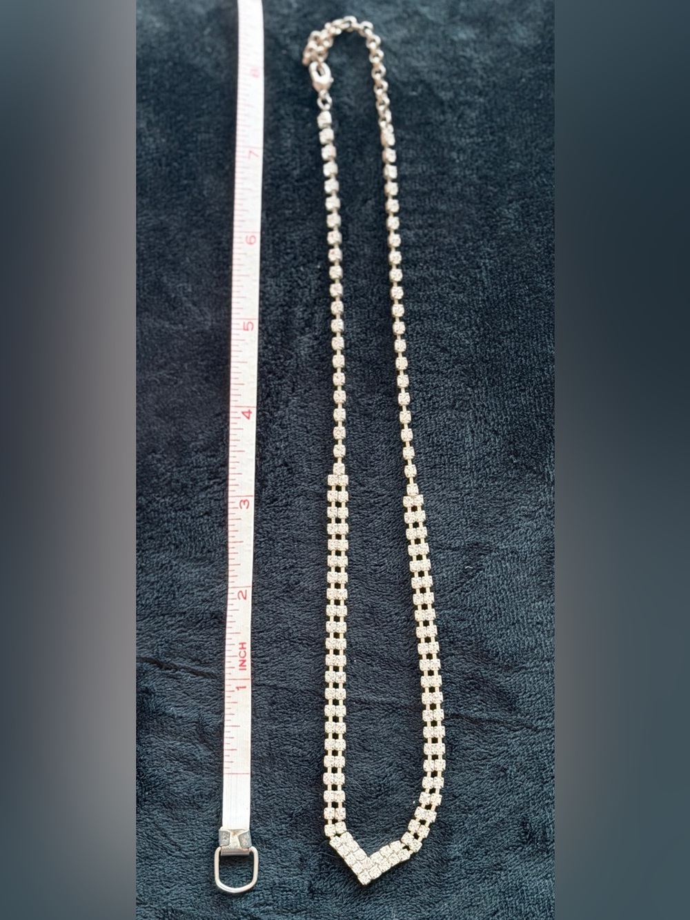 Vintage Elegant Silver-Tone Rhinestone Tennis Necklace